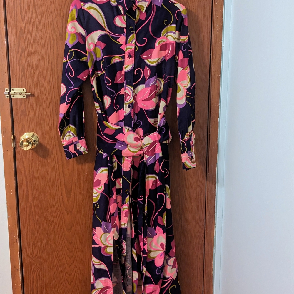 Floral Pink and Black Women's Dress